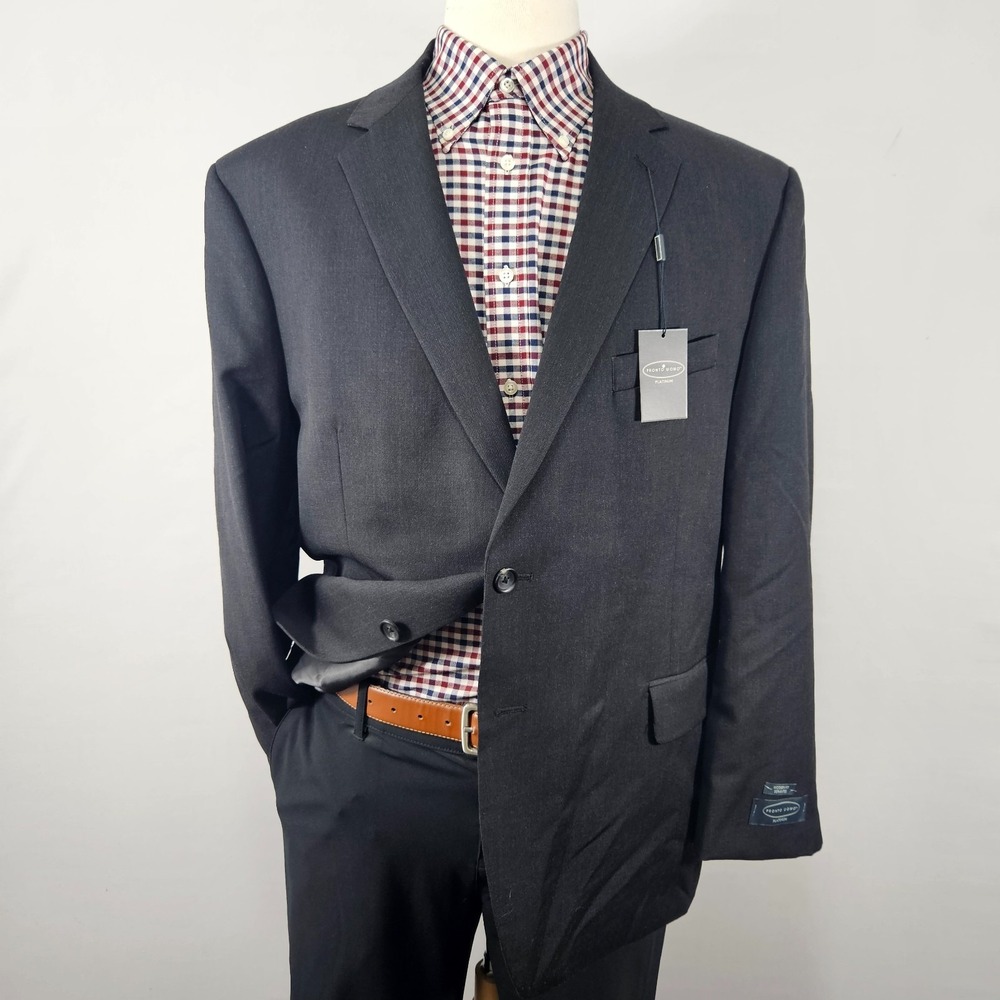 Pronto Uomo Platinum Men's Sport Coat Blazer Two Button Charcoal Wool 48S